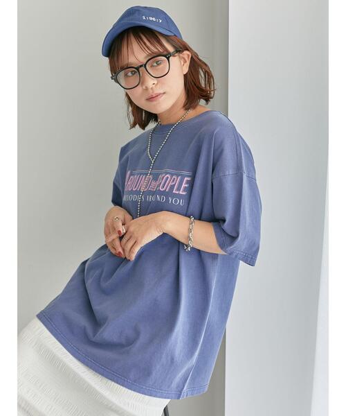 ehka sopo(エヘカソポ)の「ヴィンテージ加工プリントTシャツ(Tシャツ/カットソー・レディース・オフホワイト/ブルー/チャコールグレー・F)」の13枚目の写真