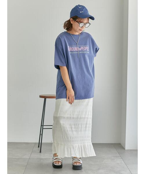 ehka sopo(エヘカソポ)の「ヴィンテージ加工プリントTシャツ(Tシャツ/カットソー・レディース・オフホワイト/ブルー/チャコールグレー・F)」の18枚目の写真