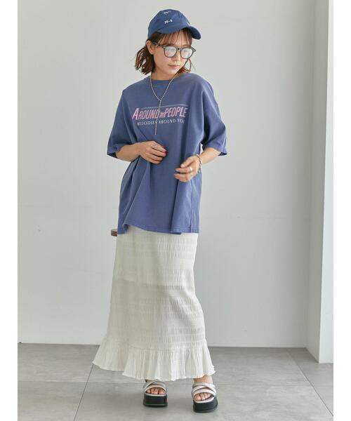 ehka sopo(エヘカソポ)の「ヴィンテージ加工プリントTシャツ(Tシャツ/カットソー・レディース・オフホワイト/ブルー/チャコールグレー・F)」の19枚目の写真