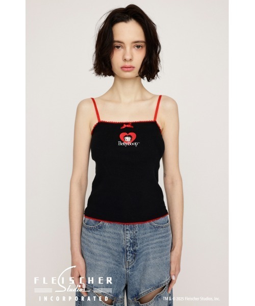 BETTY BOOP(ベティ・ブープ)の「Betty Boop x SLY RIBBON CAMI ベティブープ スライ リボン キャミ 夏服(キャミソール・レディース・ブラック/マルチ・FREE)」の5枚目の写真