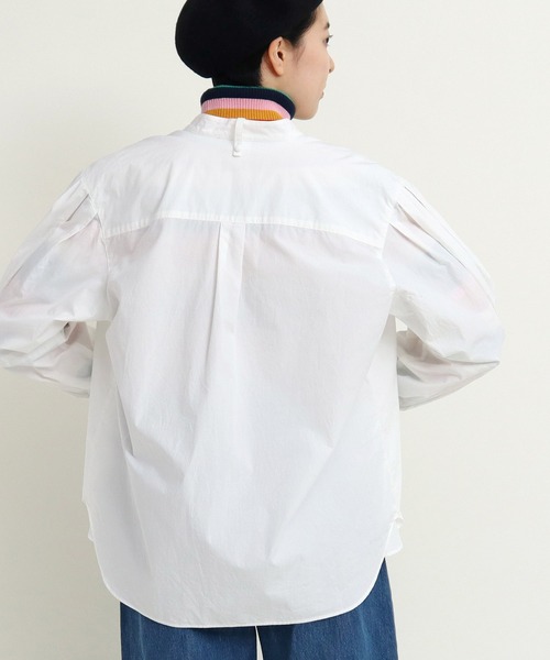 Dot&Stripes CHILD WOMAN(ドットアンドストライプス チャイルドウーマン)の「50タイプライター 切替袖 ボウタイブラウス(シャツ/ブラウス・レディース・ホワイト/ネイビー/マスタード・FREE)」の13枚目の写真