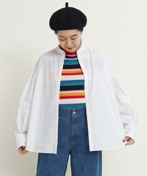 Dot&Stripes CHILD WOMAN(ドットアンドストライプス チャイルドウーマン)の「50タイプライター 切替袖 ボウタイブラウス(シャツ/ブラウス・レディース・ホワイト/ネイビー/マスタード・FREE)」の14枚目の写真