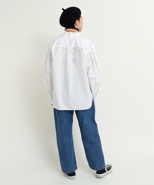 Dot&Stripes CHILD WOMAN(ドットアンドストライプス チャイルドウーマン)の「50タイプライター 切替袖 ボウタイブラウス(シャツ/ブラウス・レディース・ホワイト/ネイビー/マスタード・FREE)」の17枚目の写真