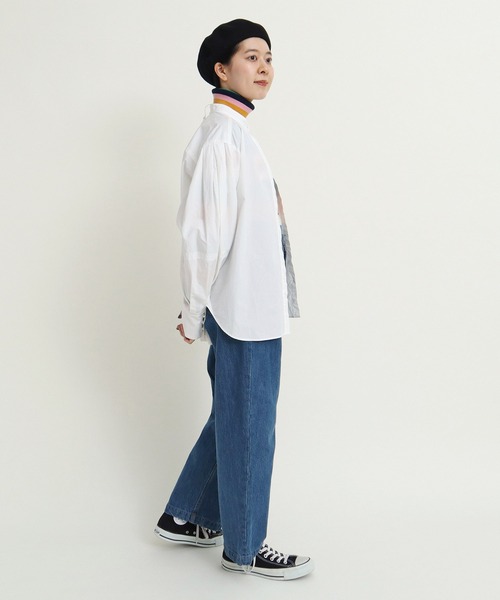 Dot&Stripes CHILD WOMAN(ドットアンドストライプス チャイルドウーマン)の「50タイプライター 切替袖 ボウタイブラウス(シャツ/ブラウス・レディース・ホワイト/ネイビー/マスタード・FREE)」の16枚目の写真