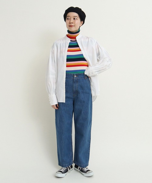 Dot&Stripes CHILD WOMAN(ドットアンドストライプス チャイルドウーマン)の「50タイプライター 切替袖 ボウタイブラウス(シャツ/ブラウス・レディース・ホワイト/ネイビー/マスタード・FREE)」の15枚目の写真