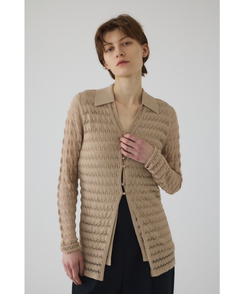 RIM.ARK（リムアーク）の「Crochet collar knit tops クロシェカラーニットトップス（ニット/セーター・レディース・ベージュ/ブラック/ブルー/マジェンタ・FREE）」の2枚目の写真