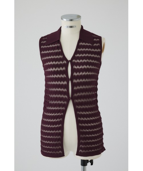 RIM.ARK（リムアーク）の「Crochet collar knit tops クロシェカラーニットトップス（ニット/セーター・レディース・ベージュ/ブラック/ブルー/マジェンタ・FREE）」の4枚目の写真