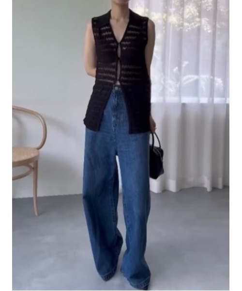 RIM.ARK（リムアーク）の「Crochet collar knit tops クロシェカラー