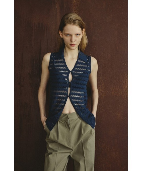 RIM.ARK（リムアーク）の「Crochet collar knit tops クロシェカラー