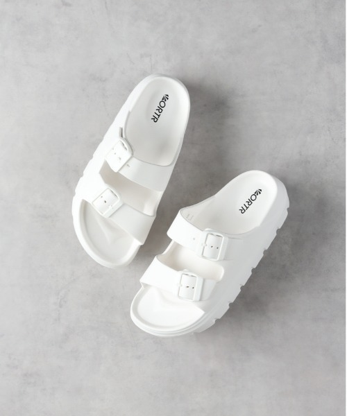 Right-on（ライトオン）の「ダブルベルト厚底サンダル（サンダル・レディース・ホワイト/ブラック・S/M/L）」の2枚目の写真