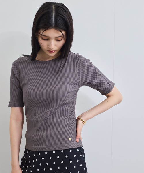 VIS(ビス)の「【前後2WAY】テレコ五分袖プルオーバー(Tシャツ/カットソー・レディース・グレー/オフホワイト/ブラック・FREE)」の9枚目の写真