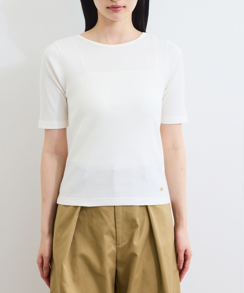 VIS(ビス)の「【前後2WAY】テレコ五分袖プルオーバー(Tシャツ/カットソー・レディース・グレー/オフホワイト/ブラック・FREE)」の17枚目の写真