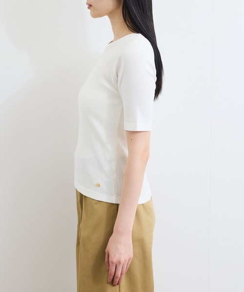 VIS(ビス)の「【前後2WAY】テレコ五分袖プルオーバー(Tシャツ/カットソー・レディース・グレー/オフホワイト/ブラック・FREE)」の18枚目の写真