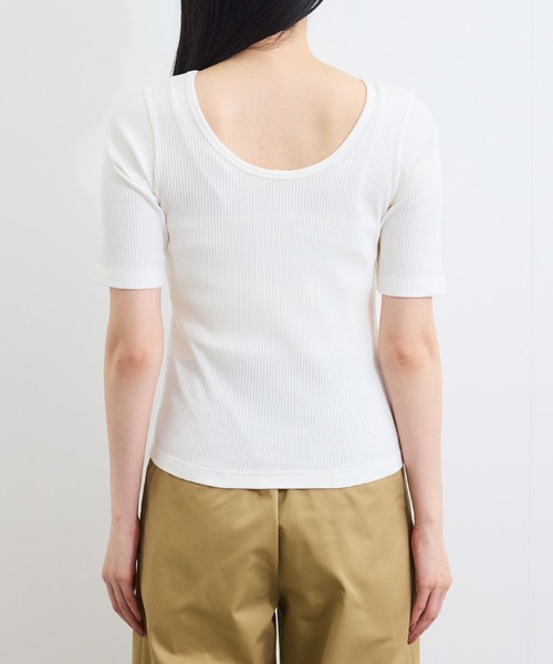 VIS(ビス)の「【前後2WAY】テレコ五分袖プルオーバー(Tシャツ/カットソー・レディース・グレー/オフホワイト/ブラック・FREE)」の19枚目の写真