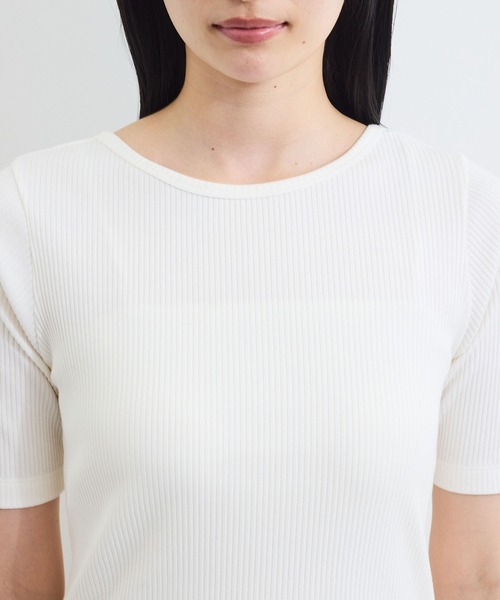 VIS(ビス)の「【前後2WAY】テレコ五分袖プルオーバー(Tシャツ/カットソー・レディース・グレー/オフホワイト/ブラック・FREE)」の20枚目の写真