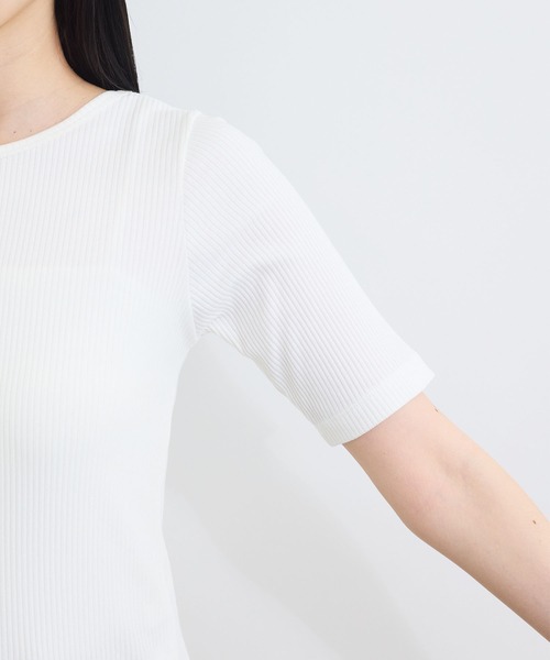 VIS(ビス)の「【前後2WAY】テレコ五分袖プルオーバー(Tシャツ/カットソー・レディース・グレー/オフホワイト/ブラック・FREE)」の21枚目の写真