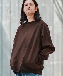mlt5282- Suede Like Lining Shaggy Ponti Raglan Sleeve Pullover カットソー