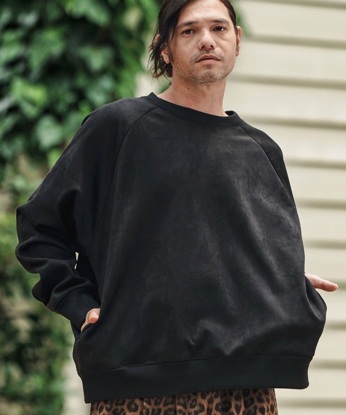 mlt5282- Suede Like Lining Shaggy Ponti Raglan Sleeve Pullover カットソー