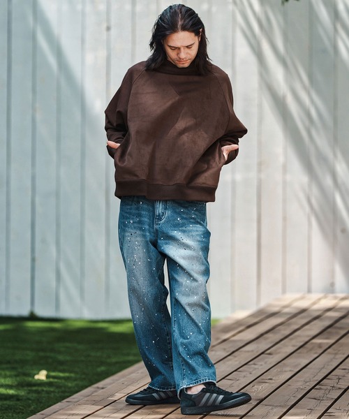 mlt5282- Suede Like Lining Shaggy Ponti Raglan Sleeve Pullover カットソー