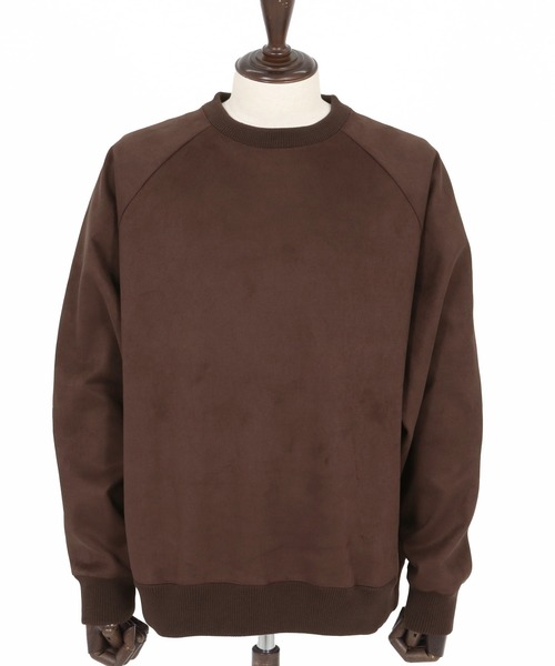 mlt5282- Suede Like Lining Shaggy Ponti Raglan Sleeve Pullover カットソー