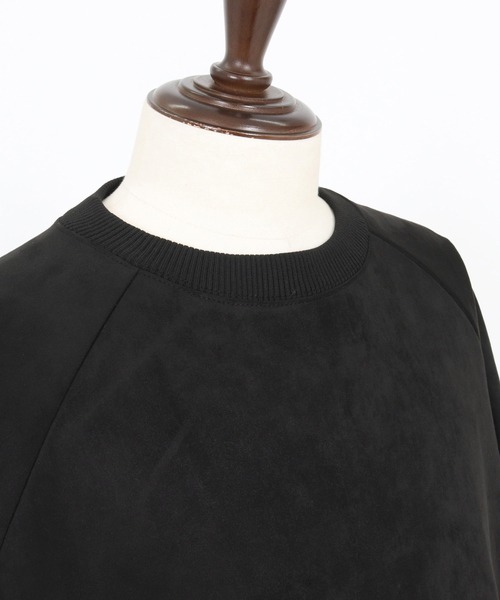 mlt5282- Suede Like Lining Shaggy Ponti Raglan Sleeve Pullover カットソー