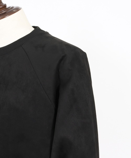 mlt5282- Suede Like Lining Shaggy Ponti Raglan Sleeve Pullover カットソー
