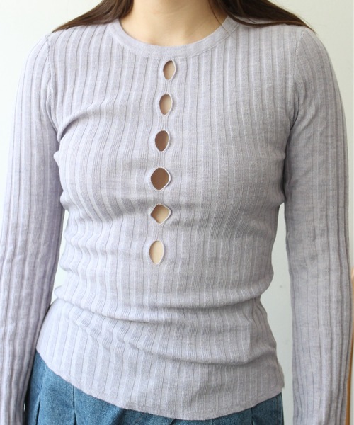 StyleSea（スタイルシー）の「フロントホールスリットニットプルオーバー（ニット/セーター・レディース・オフホワイト/ブラック/ミント/ラベンダー/イエロー/ピンク・FREE）」の18枚目の写真