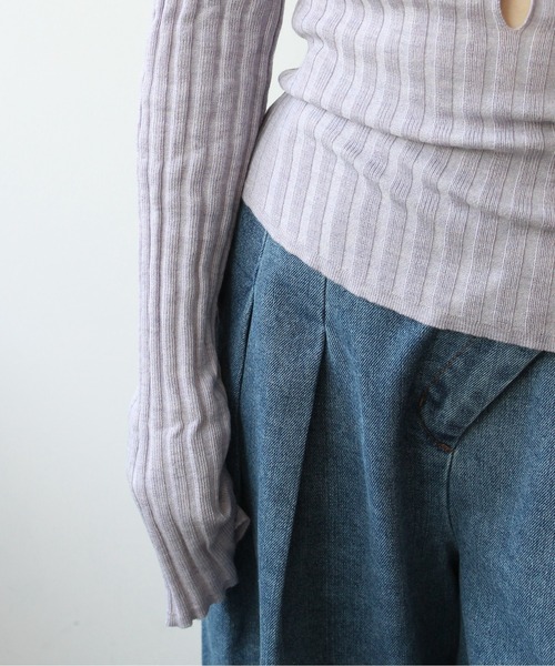 StyleSea（スタイルシー）の「フロントホールスリットニットプルオーバー（ニット/セーター・レディース・オフホワイト/ブラック/ミント/ラベンダー/イエロー/ピンク・FREE）」の19枚目の写真