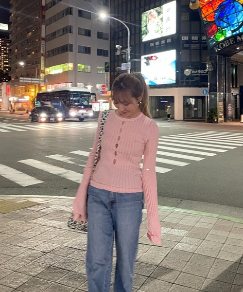 StyleSea（スタイルシー）の「フロントホールスリットニットプルオーバー（ニット/セーター・レディース・オフホワイト/ブラック/ミント/ラベンダー/イエロー/ピンク・FREE）」の12枚目の写真