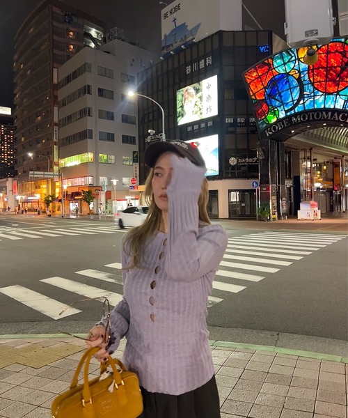 StyleSea（スタイルシー）の「フロントホールスリットニットプルオーバー（ニット/セーター・レディース・オフホワイト/ブラック/ミント/ラベンダー/イエロー/ピンク・FREE）」の14枚目の写真