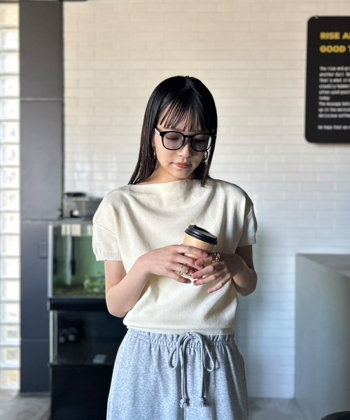 【新品・フショルニットトップス】 セール】【6色展開】 3WAY ショートスリーブ オフショルニット