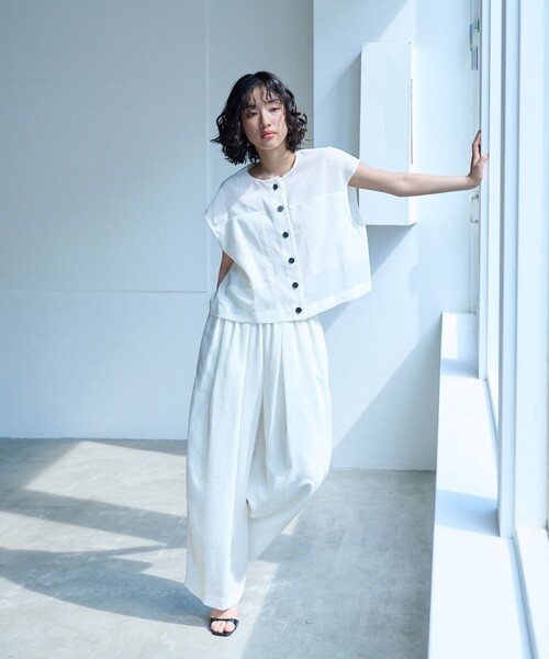 CAST:（キャストコロン）の「【着用しわ軽減/セットアップ対応】シアージレ（ベスト・レディース・グリーン系その他7/ネイビー/オフホワイト・M）」の16枚目の写真