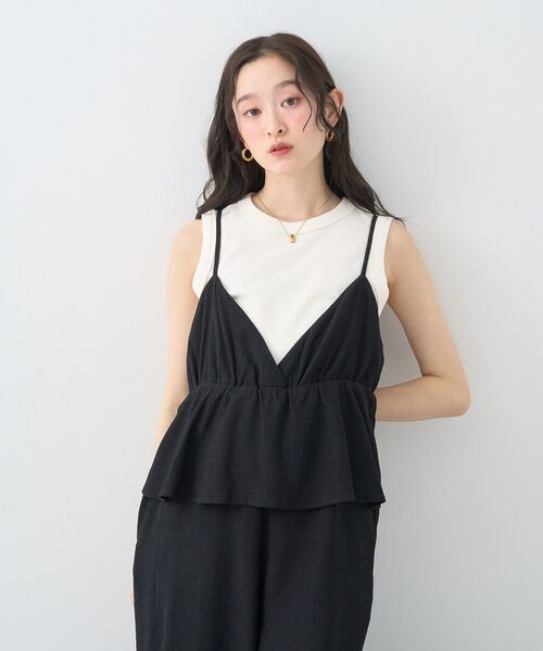 earth music&ecology(アースミュージックアンドエコロジー)の「ペプラムロンパース(ワンピース・レディース・ブラック/ベージュ/モカ・FREE)」の16枚目の写真
