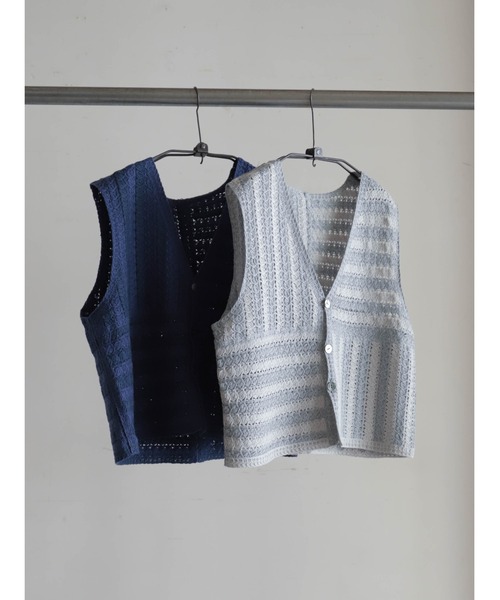 クロシェライクボーダー ショートベスト | NOMBRE IMPAIR