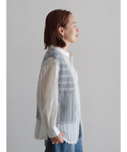 クロシェライクボーダー ショートベスト | NOMBRE IMPAIR