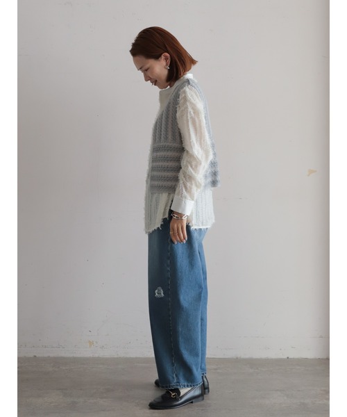 クロシェライクボーダー ショートベスト | NOMBRE IMPAIR