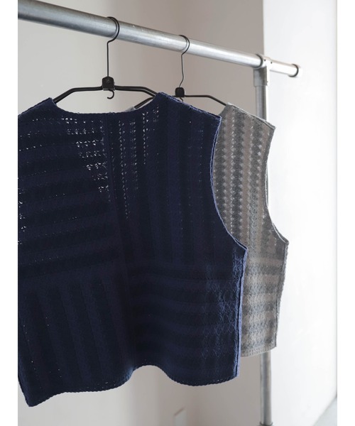 クロシェライクボーダー ショートベスト | NOMBRE IMPAIR