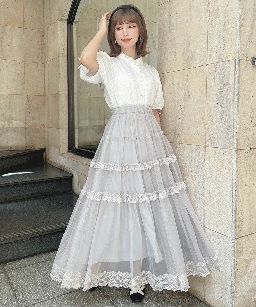 【洗える】袖口 プチリボン ジャガード ブラウス セール】袖口プチリボンジャガードブラウス 夏服（シャツ