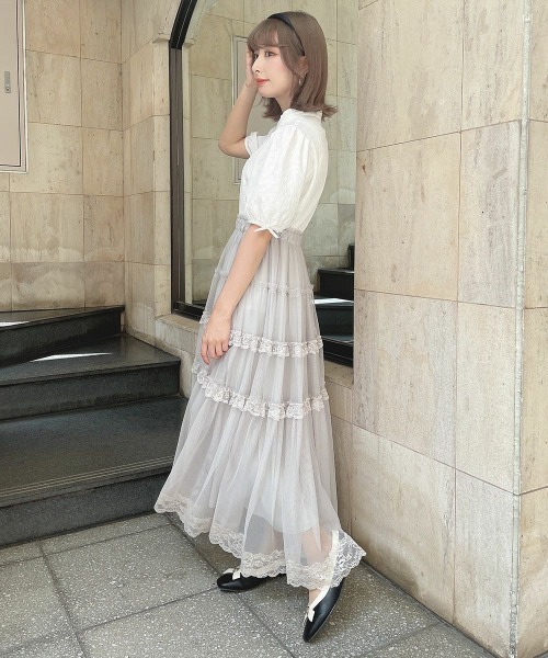 an another angelus（アンアナザーアンジェラス）の「袖口プチリボンジャガードブラウス　夏服（シャツ/ブラウス・レディース・オフホワイト/アイボリー・FREE）」の4枚目の写真