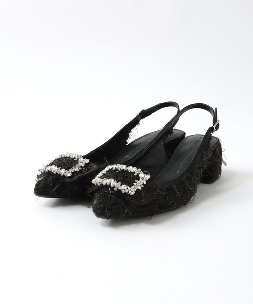 TSURU by Mariko Oikawa（ツルバイマリコオイカワ）の「TSURU by Mariko Oikawa / Biscuit(フェザーツイードビジューバックル付きパンプス WW-2253490)（パンプス・レディース・ブラック/ホワイト・37/36）」の8枚目の写真