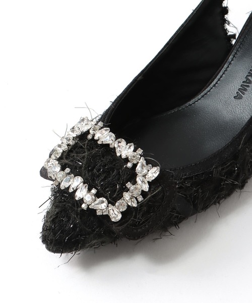 TSURU by Mariko Oikawa（ツルバイマリコオイカワ）の「TSURU by Mariko Oikawa / Biscuit(フェザーツイードビジューバックル付きパンプス WW-2253490)（パンプス・レディース・ブラック/ホワイト・37/36）」の13枚目の写真