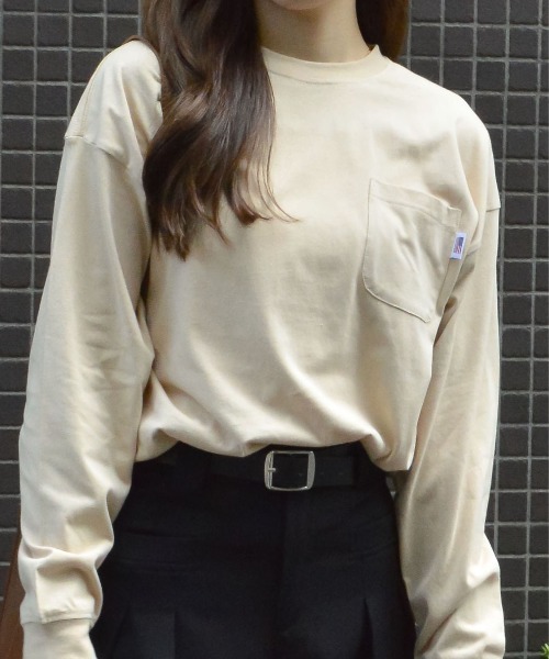 spiritoso(スピリトーゾ)の「【spiritoso】USAコットン ロンT(Tシャツ/カットソー・レディース・ブラック/カーキ/ライトブルー/ベージュ/パープル・FREE)」の3枚目の写真