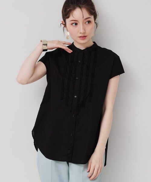 Sunauna（スーナウーナ）の「【コンパクトフリル／3色展開】フレンチスリーブブラウス（シャツ/ブラウス・レディース・ブラック/オフホワイト/オレンジ・40/38）」の15枚目の写真