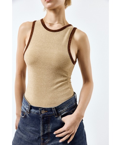 DLESS(ドレス)の「American sleeve bodysuits/アメリカンスリーブボディスーツ(Tシャツ/カットソー・レディース・ブラック×ゴールド/ゴールド×ブラウン・X-SMALL/SMALL)」の2枚目の写真