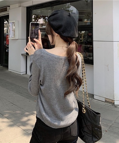 yuue' ( wear )（ユーイ）の「フロントボタンリブニットカーディガン（カーディガン/ボレロ・レディース・ブラウン/ブラック/ベージュ/グレー/ホワイト・FREE）」の17枚目の写真