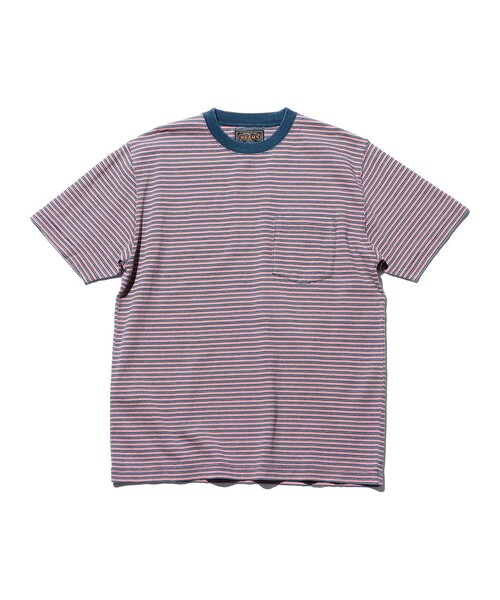 BEAMS PLUS（ビームスプラス）の「Pocket Tee Indigo Stripe（Tシャツ/カットソー・メンズ・オフホワイト/レッド/グリーン/イエロー・SMALL/LARGE/XX-LARGE/X-LARGE/MEDIUM）」の4枚目の写真