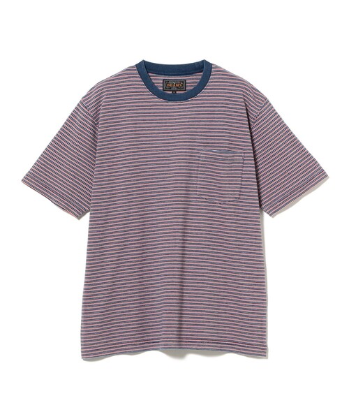 BEAMS PLUS（ビームスプラス）の「Pocket Tee Indigo Stripe（Tシャツ/カットソー・メンズ・オフホワイト/レッド/グリーン/イエロー・SMALL/LARGE/XX-LARGE/X-LARGE/MEDIUM）」の11枚目の写真