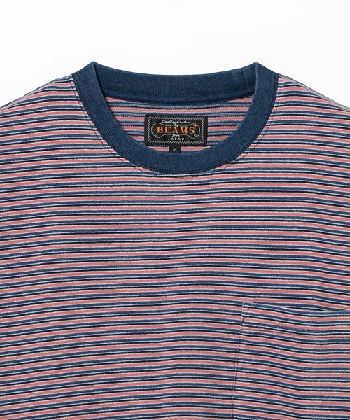 BEAMS PLUS（ビームスプラス）の「Pocket Tee Indigo Stripe（Tシャツ/カットソー・メンズ・オフホワイト/レッド/グリーン/イエロー・SMALL/LARGE/XX-LARGE/X-LARGE/MEDIUM）」の12枚目の写真