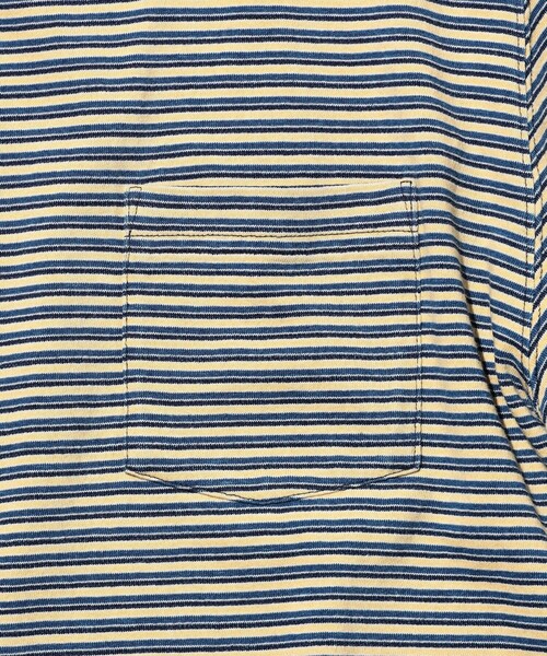 BEAMS PLUS（ビームスプラス）の「Pocket Tee Indigo Stripe（Tシャツ/カットソー・メンズ・オフホワイト/レッド/グリーン/イエロー・SMALL/LARGE/XX-LARGE/X-LARGE/MEDIUM）」の19枚目の写真