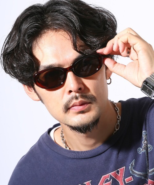 LUXSTYLE(ラグスタイル)の「オーバルサングラス(サングラス・メンズ・ブラウン/ブラック・FREE)」の8枚目の写真